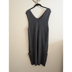 Flax by Angelheart Gray V-neck Sleeveless MIDI Sweater Dress, Size Small/Medium